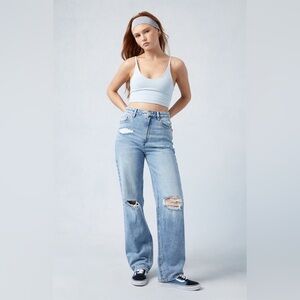 PacSun Light Blue Ripped '90s Boyfriend Jeans in Medium Indigo Size 28